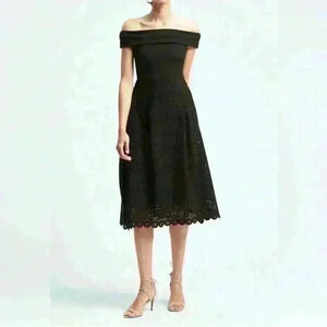 Banana Republic Black Off The Shoulder Midi Dress Size 2 Petite
